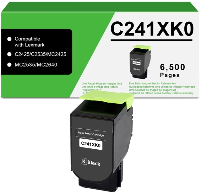 Main image of C241XK0 Black Extra High Yield Toner Cartridge 6500 Yield Black Compatible with Lexmark C2425 C2535 MC2425 MC2535 MC2640