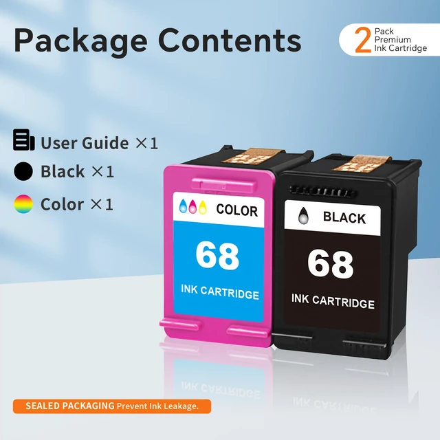 Alt view image 6 of 6 - 68 Ink Cartridge, Replacement for HP Ink 68 68xl Ink Cartridge Combo Pack (1 Black and 1 Color), Compatible with HP Envy 6552e 6555e 6155e 6152e 6558e 6552 e 6555 e Printer (1 Black, 1 Tri-Color)