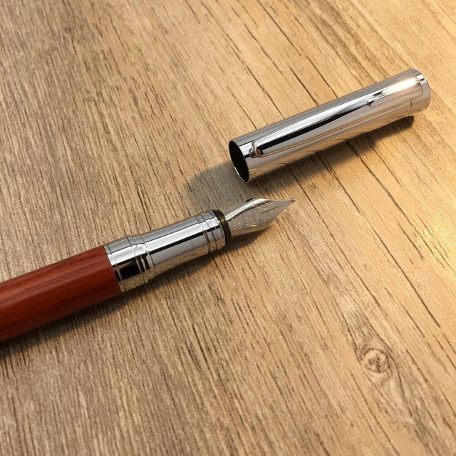 Alt view image 5 of 6 - Rosewood Fountain Pen, German Fine Nib, Smooth Ink Flow, Wooden Gift Box with Converter & 2 Cartridges, Fancy Pen for Men and Women