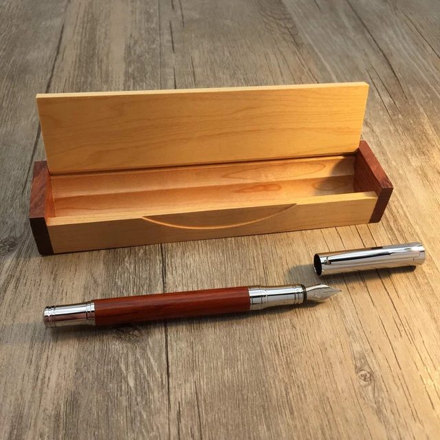 Alt view image 3 of 6 - Rosewood Fountain Pen, German Fine Nib, Smooth Ink Flow, Wooden Gift Box with Converter & 2 Cartridges, Fancy Pen for Men and Women