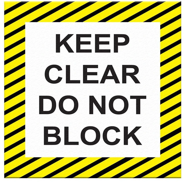 Main image of Keep Clear Do Not Block Vertical Floor Decals Anti-Slip 24 in Longer Side Keep Clear Do Not Block Sticker Vertical Shape Black Yellow Lifestyle Industrial Signs Stickers