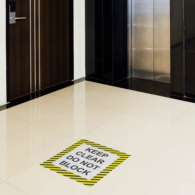 Alt view image 4 of 6 - Keep Clear Do Not Block Vertical Floor Decals Anti-Slip 24 in Longer Side Keep Clear Do Not Block Sticker Vertical Shape Black Yellow Lifestyle Industrial Signs Stickers