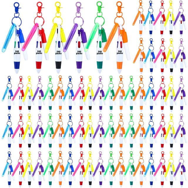 Main image of 240 Pcs Nurse Pen Set Retractable Ball Pen 4 in 1 Multicolored Ballpoint Pens Mini Highlighters Permanent Marker Nursing Keychain Clip Nurse Pens for Badge for Hospital School Office Gift