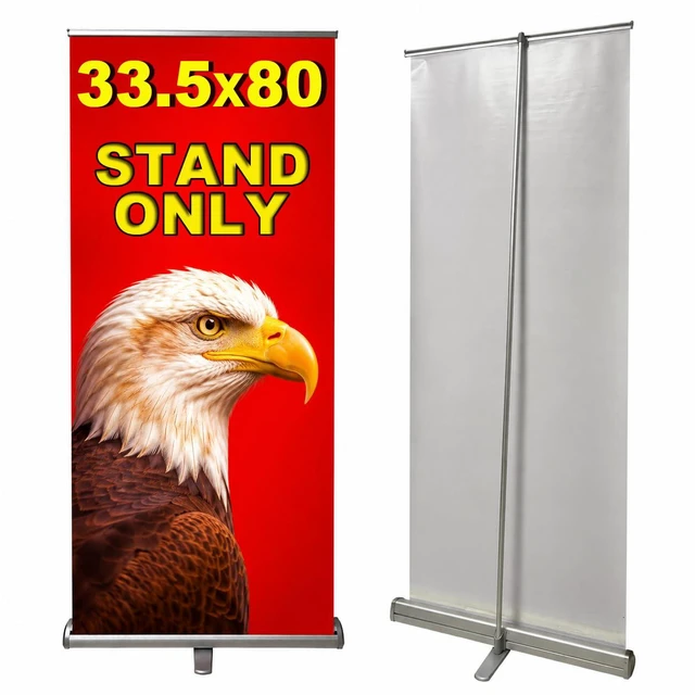Main image of Retractable banner Stand 33.5"x80" with Padded Carry Bag Portable Roll Up Banner Metal Display Stands for Trade Shows Events Personal Celebrations (33.5"x80")