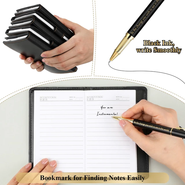 Alt view image 3 of 7 - 30 Sets Social Worker Gifts for Student Inspirational Leather Notebook Ballpoint Pen with Motivational Quotes for Social Worker Appreciation Teachers Bsw Msw (Black)