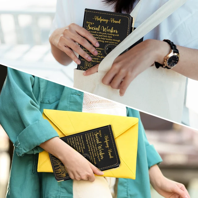 Alt view image 5 of 7 - 30 Sets Social Worker Gifts for Student Inspirational Leather Notebook Ballpoint Pen with Motivational Quotes for Social Worker Appreciation Teachers Bsw Msw (Black)