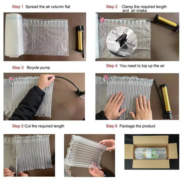 Alt view image 6 of 6 - Inflatable Air Column Cushion Wrap Roll (12" x 935' Roll) Bump included- Large Bubble, Thick & Durable Protective Packaging for Moving, Shipping Fragile Items, Wine Bottle & Glassware Travel Protector