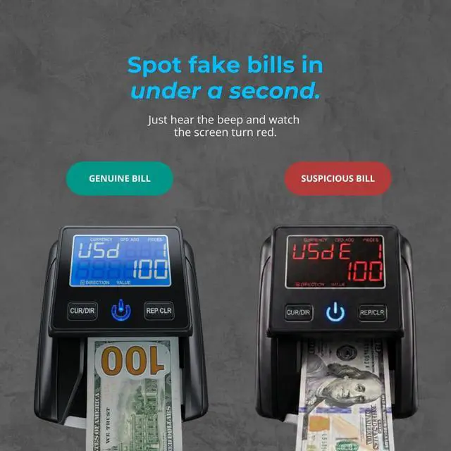 Alt view image 3 of 6 - K630 Counterfeit Bill Detector for US Dollars. Checks for UV(Ultraviolet), MG(Magnetic), IR(Infrared), Paper Quality and Size