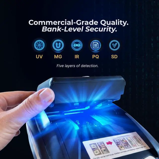 Alt view image 6 of 6 - K630 Counterfeit Bill Detector for US Dollars. Checks for UV(Ultraviolet), MG(Magnetic), IR(Infrared), Paper Quality and Size