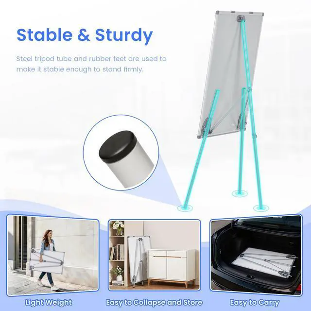 Alt view image 4 of 6 - White Board Stand 36x24 in, Portable Whiteboard Easel | 3'x2', Flip Chart Easel, Magnetic, Adjustable Height, Writing Board, Standing Whiteboard, Teachers & Classroom, Home, Office