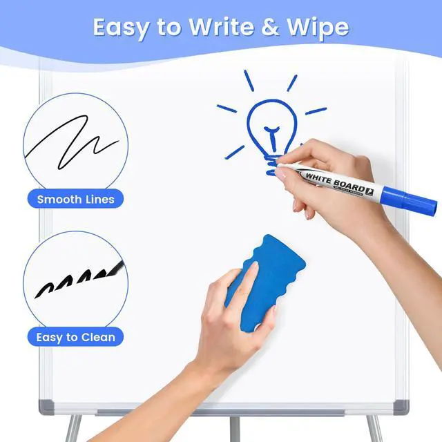 Alt view image 5 of 6 - White Board Stand 36x24 in, Portable Whiteboard Easel | 3'x2', Flip Chart Easel, Magnetic, Adjustable Height, Writing Board, Standing Whiteboard, Teachers & Classroom, Home, Office