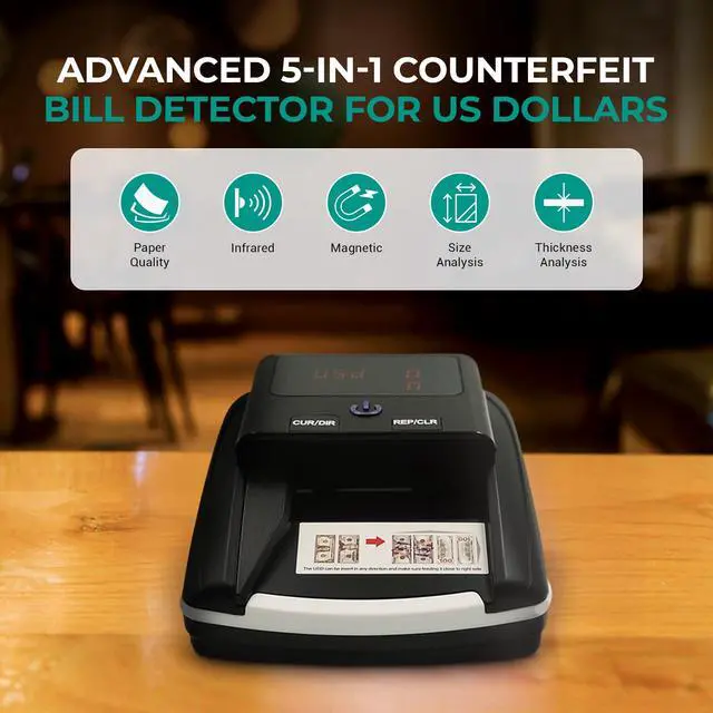 Alt view image 2 of 6 - K605 Counterfeit Bill Detector for US Dollars, Automatic 4 Ways Feeding, Checks for UV(Ultraviolet), MG(Magnetic), IR(Infrared), Paper Quality and Size, Verifies Currency Denomination
