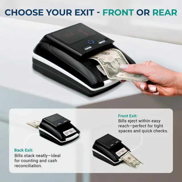 Alt view image 5 of 6 - K605 Counterfeit Bill Detector for US Dollars, Automatic 4 Ways Feeding, Checks for UV(Ultraviolet), MG(Magnetic), IR(Infrared), Paper Quality and Size, Verifies Currency Denomination