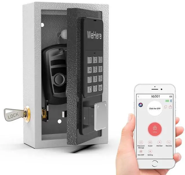 Main image of Key Lock Box Wall Mount, OTP/Fixed Password, APP Bluetooth/Wi-Fi, Spare Key Unlock, Porch Smart LockBox, Combination Keybox for Home, Realtors, Apartments, Garage, Store, Office