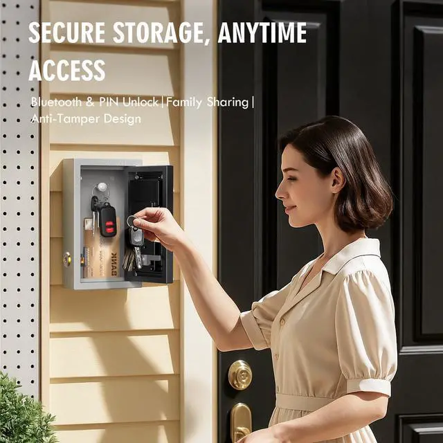 Alt view image 3 of 6 - Key Lock Box Wall Mount, OTP/Fixed Password, APP Bluetooth/Wi-Fi, Spare Key Unlock, Porch Smart LockBox, Combination Keybox for Home, Realtors, Apartments, Garage, Store, Office