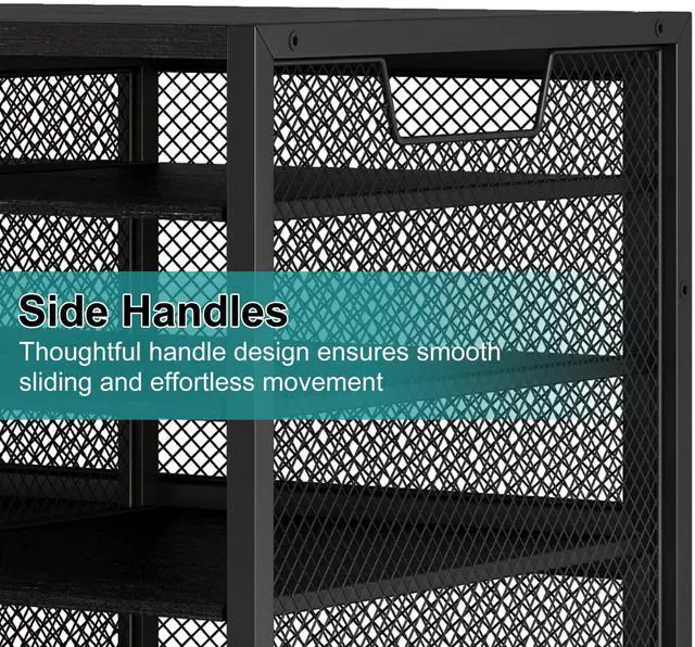 Alt view image 4 of 6 - 12 Compartments Desktop Literature Organizer, Metal Frame Paper Sorter with Handles, Adjustable Mailbox for Classroom and Office, Desk File Organizer for Document, Bill, Magazine, Black