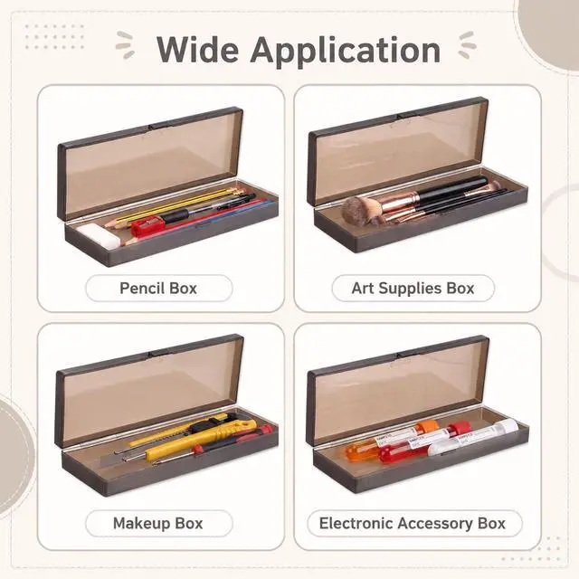 Alt view image 3 of 6 - 80 Pieces Back to School Plastic Pencil Boxes Pencil Case Bulk Frosted Clear Multi Colored Pens Holder Stackable Container with Lid & Snap for Stationery Office Classroom(Black)