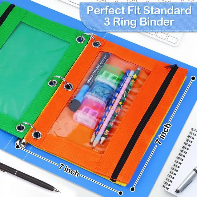 Alt view image 5 of 6 - 160 Pack Pencil Pouch for 3 Ring Binder,10 Colors Pencil Pouch | Clear Window Pencil Pouches for Classroom Bulk,Pencil Bags with Smooth Zipper,Binder Pencil Case,School and Office Supplies