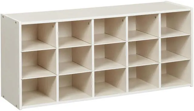 Main image of Streamline 15 Cubby Tray Storage Cabinet, 3x5, Classroom Furniture, White Wash