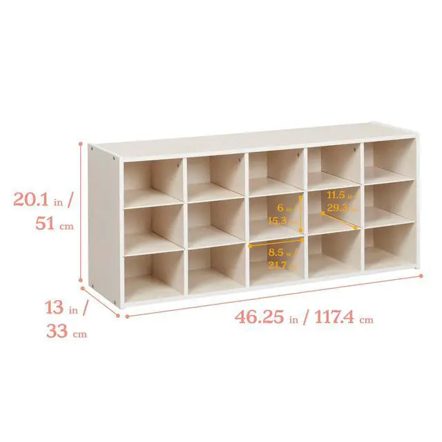 Alt view image 3 of 6 - Streamline 15 Cubby Tray Storage Cabinet, 3x5, Classroom Furniture, White Wash