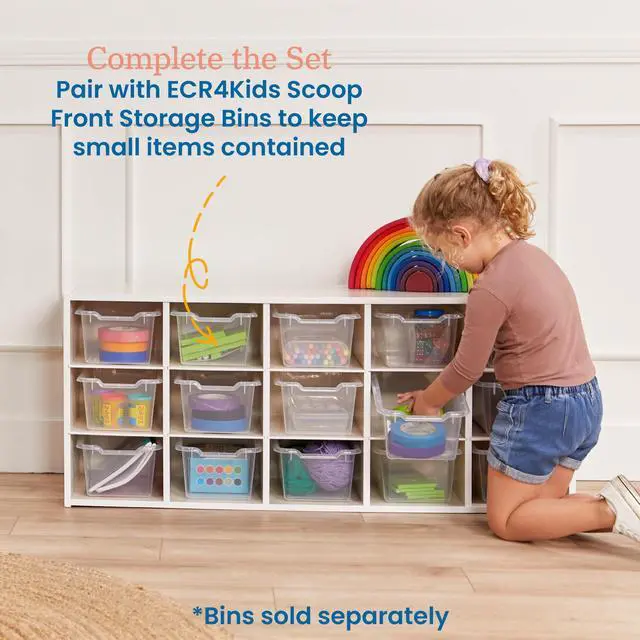 Alt view image 5 of 6 - Streamline 15 Cubby Tray Storage Cabinet, 3x5, Classroom Furniture, White Wash