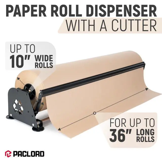 Alt view image 2 of 6 - 36" Paper Roll Dispenser with Cutter, Next Gen, Non-Slip Suction Feet | Heavy-Duty Paper Roll Dispenser for Kraft, Freezer, Newsprint & Butcher Paper Rolls, Fits Rolls up to 10" Diameter