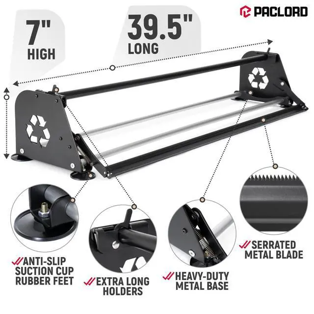 Alt view image 3 of 6 - 36" Paper Roll Dispenser with Cutter, Next Gen, Non-Slip Suction Feet | Heavy-Duty Paper Roll Dispenser for Kraft, Freezer, Newsprint & Butcher Paper Rolls, Fits Rolls up to 10" Diameter