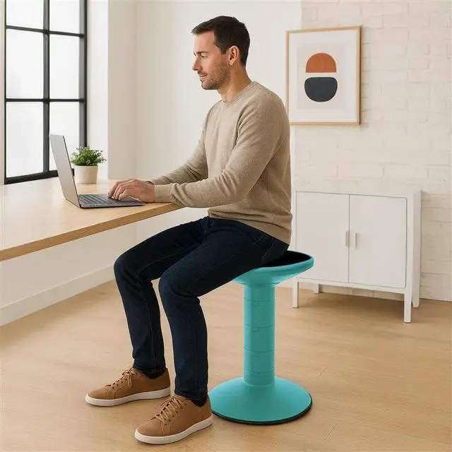 Alt view image 2 of 6 - Active Tilt Stool Ergonomic Seating for Flexible Office Space and Standing Desks, Adjustable 12-24 Inch Height, Teal (00325A01C)