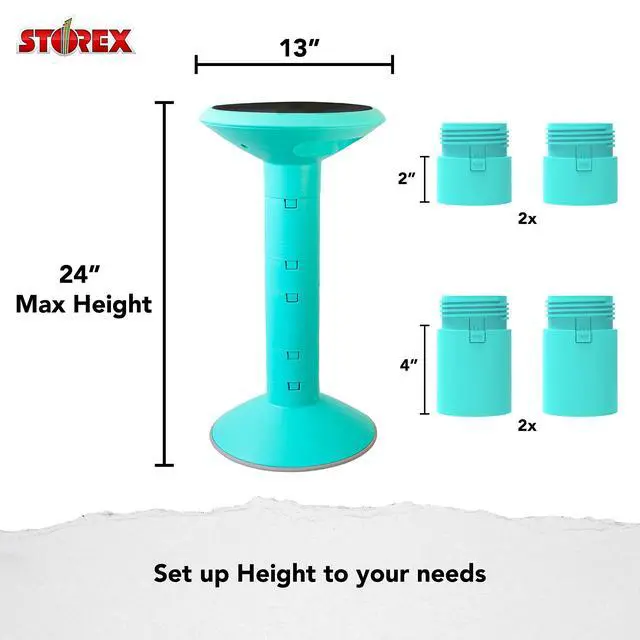 Alt view image 3 of 6 - Active Tilt Stool Ergonomic Seating for Flexible Office Space and Standing Desks, Adjustable 12-24 Inch Height, Teal (00325A01C)