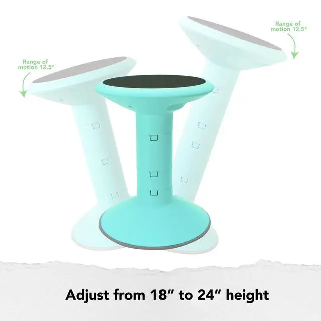 Alt view image 4 of 6 - Active Tilt Stool Ergonomic Seating for Flexible Office Space and Standing Desks, Adjustable 12-24 Inch Height, Teal (00325A01C)