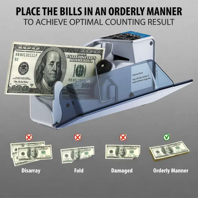 Alt view image 3 of 6 - DT5S Portable Money Counter Machine with Counterfeit Detection UV/WM - Handy Currency Counting Quantity of Bills only, for Small Cash Counting Machine