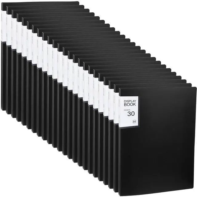 Main image of 24 Pcs Art Portfolio Binder 9x12 Inch 30 Pockets Art Portfolio Folder with Clear Plastic Sleeves Presentation Book with Sheet Protectors for A4 Artwork, Flexible Cover (Black)
