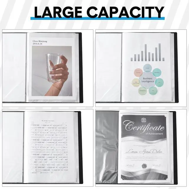 Alt view image 5 of 6 - 24 Pcs Art Portfolio Binder 9x12 Inch 30 Pockets Art Portfolio Folder with Clear Plastic Sleeves Presentation Book with Sheet Protectors for A4 Artwork, Flexible Cover (Black)