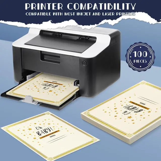 Alt view image 4 of 6 - 300 Pcs Linen Certificate Holders Kit 100 Gold Foil Certificate Paper 100 Single Sided Linen Diploma Holders 8.5'' x 11'' 100 Gold Foil Award Seals Sticker for Award Accomplishment(Blue)