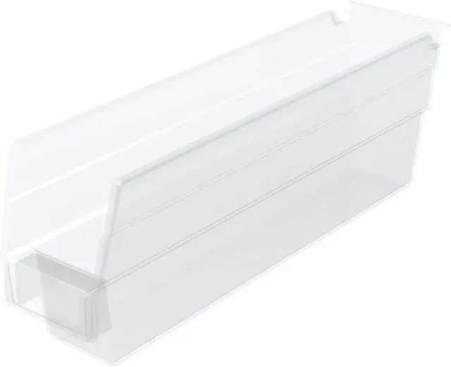 Main image of 30110 Heavy Duty Plastic Shelf Bins, 12"x 3"x 4", Clear, 24-Pack | Heavy Duty Nesting Storage Bins for Garage, Closet, Refrigerator, Kitchen, Cabinet, Drawer Organization, Pantry Organization