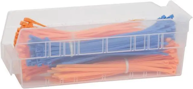 Alt view image 5 of 6 - 30110 Heavy Duty Plastic Shelf Bins, 12"x 3"x 4", Clear, 24-Pack | Heavy Duty Nesting Storage Bins for Garage, Closet, Refrigerator, Kitchen, Cabinet, Drawer Organization, Pantry Organization