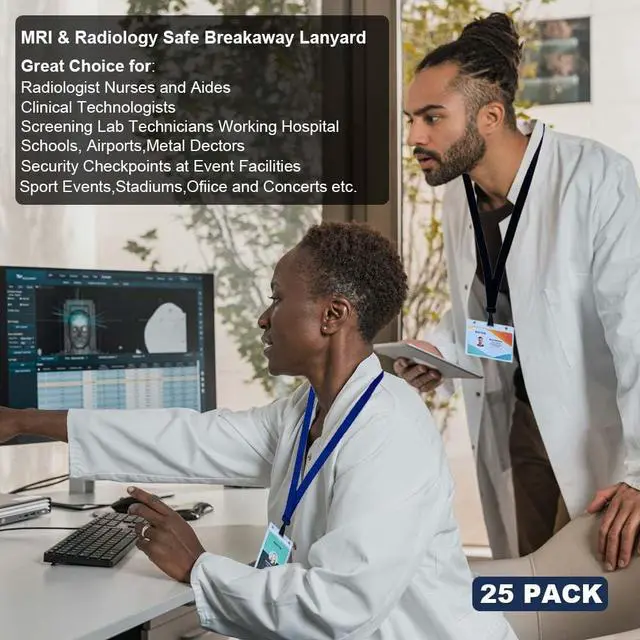 Alt view image 4 of 6 - Bulk 100 Pack Polyester Breakaway Lanyards, Blue, 18" Vertical | Safety Breakaway Clasp, No Twist Plastic Clip, MRI Safe Neck Strap I.D. Badge Holders for Radiology, School, Hospital