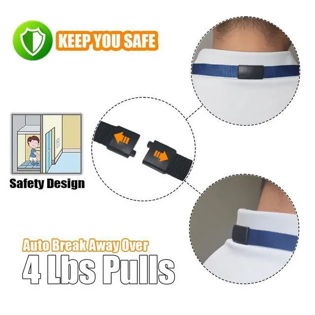 Alt view image 5 of 6 - Bulk 100 Pack Polyester Breakaway Lanyards, Blue, 18" Vertical | Safety Breakaway Clasp, No Twist Plastic Clip, MRI Safe Neck Strap I.D. Badge Holders for Radiology, School, Hospital