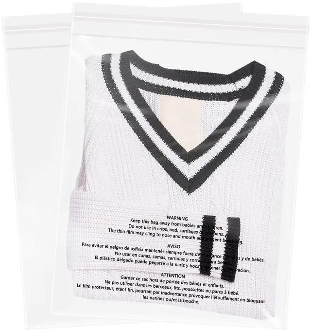 Main image of 13" x 15" (1000 Count) Self Seal Clear Poly Bags with Suffocation Warning for Packaging, Shipping, Clothing, Shirts & FBA - Resealable Adhesive