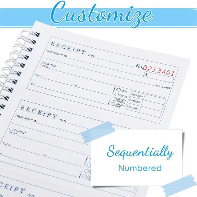 Alt view image 2 of 6 - 15 Pcs 3 Part Carbonless Money and Rent Receipt Book with Carbon Copies, Spiral Bound, 100 Sets Per Book, 4 Receipts Per Page, for Landlords & Small Business (7-5/8" X 10-7/8")