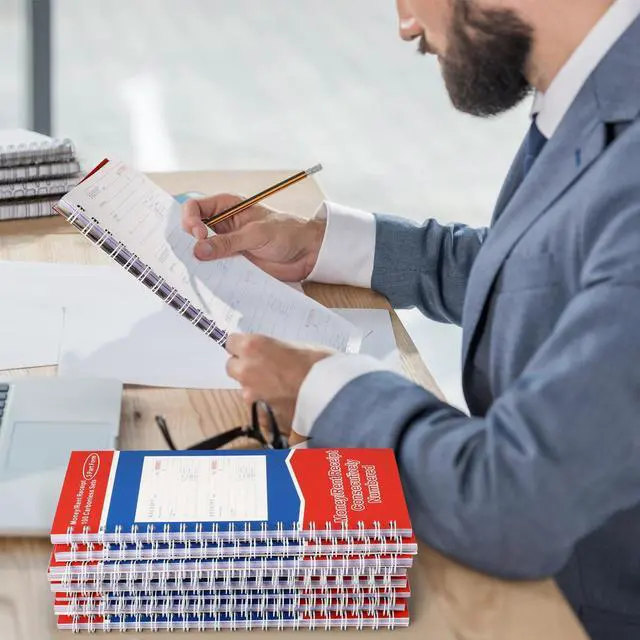 Alt view image 3 of 6 - 15 Pcs 3 Part Carbonless Money and Rent Receipt Book with Carbon Copies, Spiral Bound, 100 Sets Per Book, 4 Receipts Per Page, for Landlords & Small Business (7-5/8" X 10-7/8")