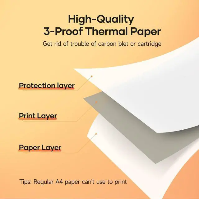 Alt view image 3 of 6 - A4 Thermal Paper 2 Rolls - 8.3 x 11.7 Inch Thermal Paper(8.3'' Width), Compatible with MT890/HPRT MT810/M08F/ITP01/ITP04, BPA Free&Support Contract, Picture, Etc - 210mm (Pack of 4)