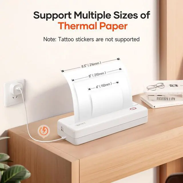 Alt view image 6 of 6 - A4 Thermal Paper 2 Rolls - 8.3 x 11.7 Inch Thermal Paper(8.3'' Width), Compatible with MT890/HPRT MT810/M08F/ITP01/ITP04, BPA Free&Support Contract, Picture, Etc - 210mm (Pack of 4)