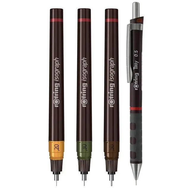 Alt view image 5 of 5 - Isograph Technical Drawing Pen College Set, (0.20, 0.30, 0.50 mm), Includes Pens, Pencil, Eraser, and More - Designed for Precision