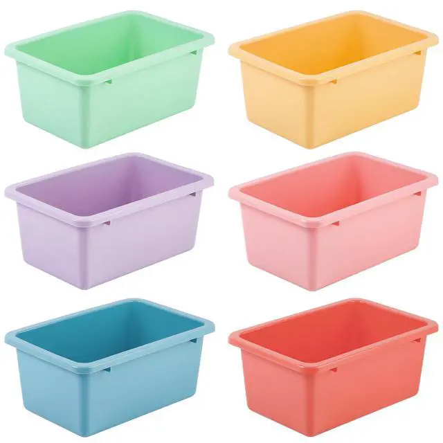 Alt view image 2 of 6 - 24 Pack Book Bins for Classroom Plastic Cubby Storage Bins Colored Kids Toy Organizer Container with 120 Pcs Self Adhesive Label for Student Teacher Library School Office Home(Macaron Color)