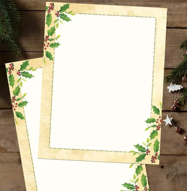 Alt view image 2 of 3 - Falling Holly Imprintable Stationery, 8.5" x 11", 80 count (2015049) (Pack of 12)