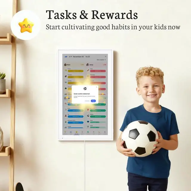 Alt view image 2 of 6 - 21.5 inch Digital Calendar Wall Touch Screen, Family Schedule Smart Calendar Interactive Display, Streamline Household Organization, Electronic Planner Wall Mountable in Portrait or Landscape