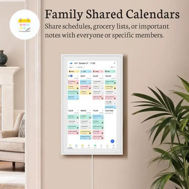Alt view image 3 of 6 - 21.5 inch Digital Calendar Wall Touch Screen, Family Schedule Smart Calendar Interactive Display, Streamline Household Organization, Electronic Planner Wall Mountable in Portrait or Landscape