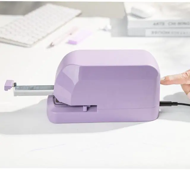 Alt view image 5 of 6 - Electric Stapler for Desk, 45 Sheet Capacity Automatic Stapler Desktop, Office Staplers Electric, AC Operated Staplers Heavy Duty Office Use with 1,000 Staples & Staple Remover, Purple