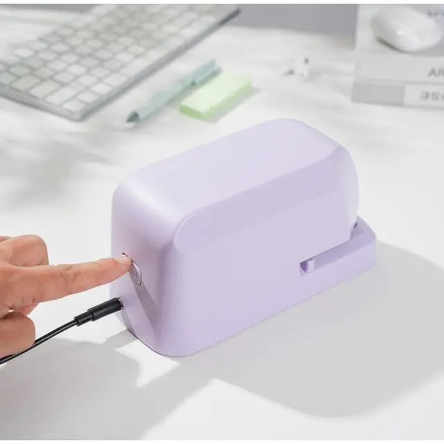 Alt view image 6 of 6 - Electric Stapler for Desk, 45 Sheet Capacity Automatic Stapler Desktop, Office Staplers Electric, AC Operated Staplers Heavy Duty Office Use with 1,000 Staples & Staple Remover, Purple